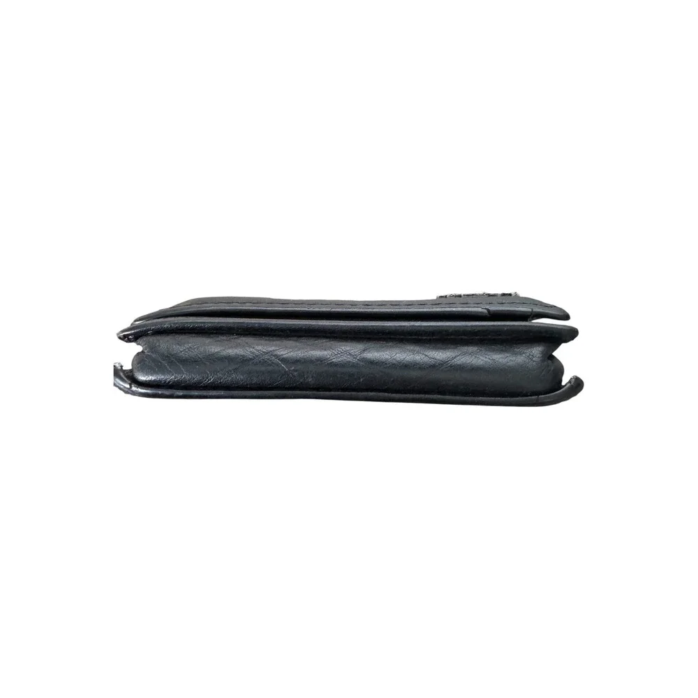 Tumi Mens Black Leather Bifold Wallet Embossed T-Logo Monogram ID Window